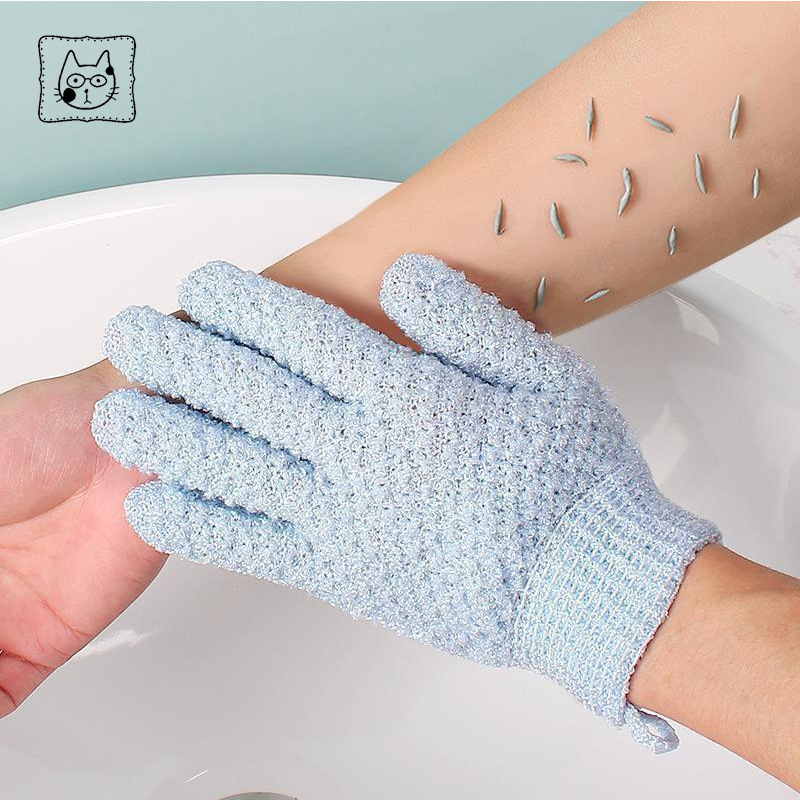Premium exfoliating bath gloves for back scrubbing and removing dead skin, nylon scrubbing gloves with five fingers—best-selling household bath towel.