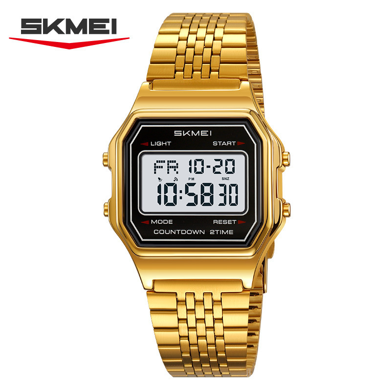 SKMEI instant American steel band sports watch for men small square fashionable multifunctional electronic watch student watch wholesale