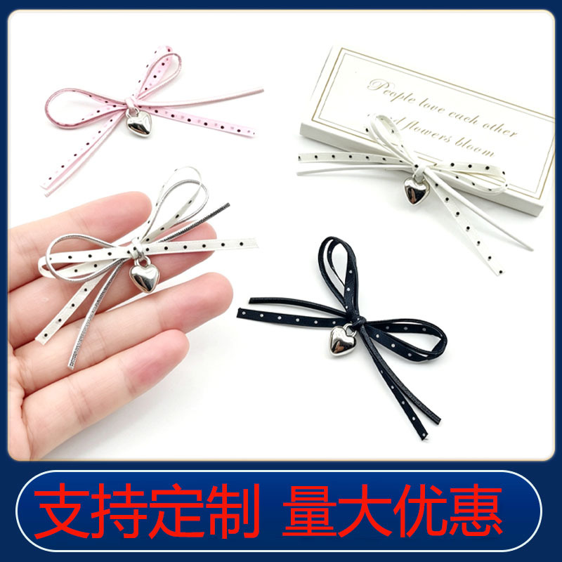 Korean-style minimalist chic Hepburn-inspired bow‑knot fabric heart DIY accessory for shoes, hats, socks, and apparel