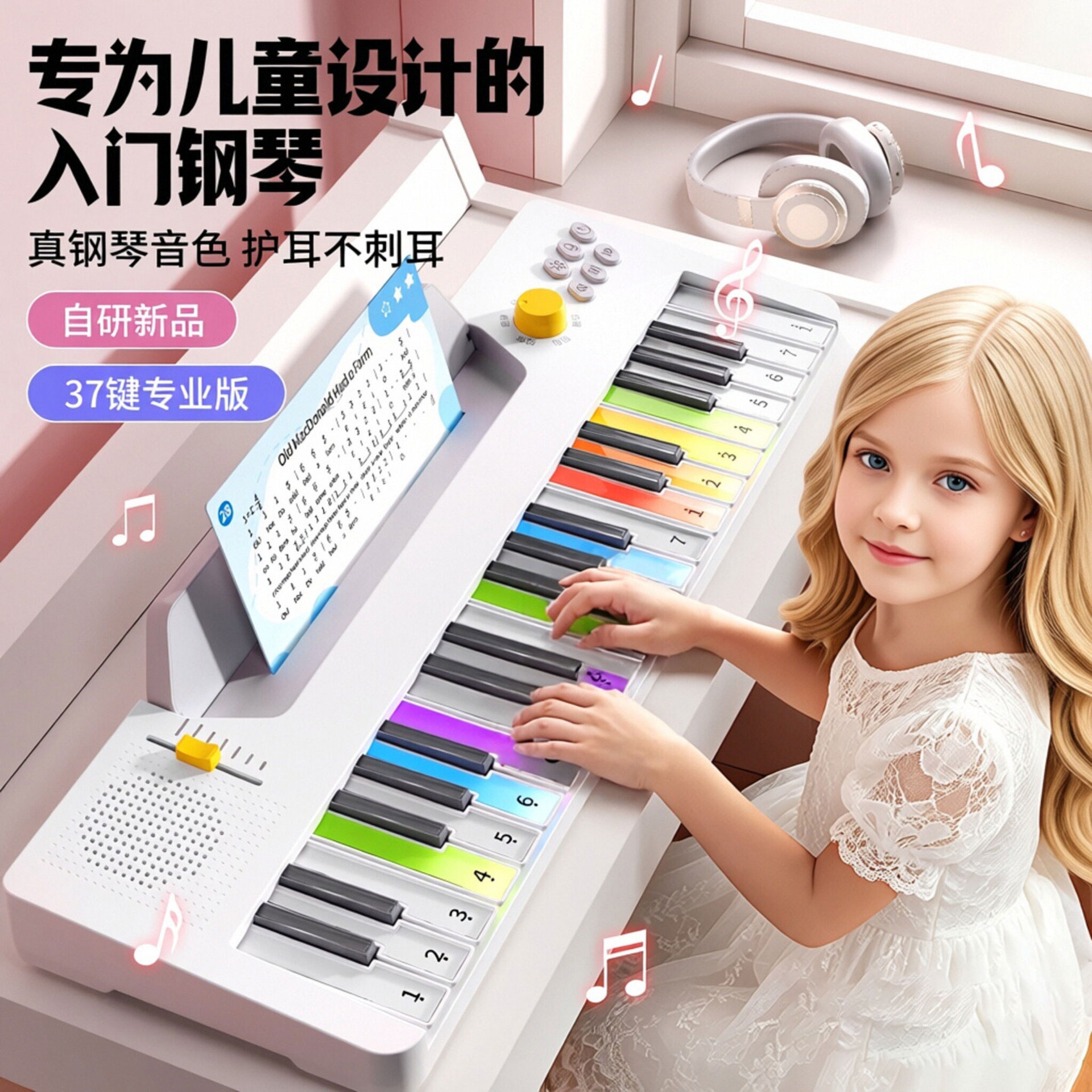 Rainbow Electronic Keyboard—Unisex Small Piano Instrument, Beginner-Friendly, Designed Specifically for Young Learners; Early Childhood Musical Education Toy