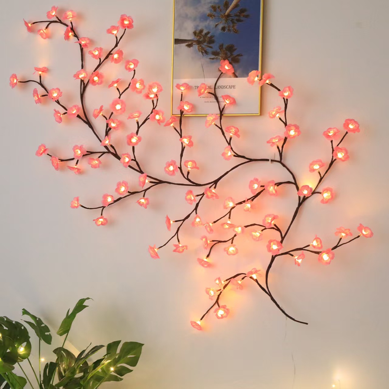 New LED shapely reed lights, fluttering foliage, butterfly flowers, decorative wall hangings, and romantic atmosphere lights