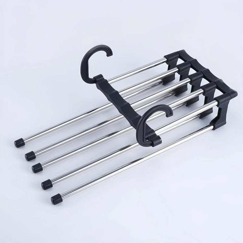 Factory-Direct Pants Rack: Cloud-Ladder Style Foldable Pants Hanger, Stainless Steel Design with Multi-Layered, Seamless Storage and Pants Clips