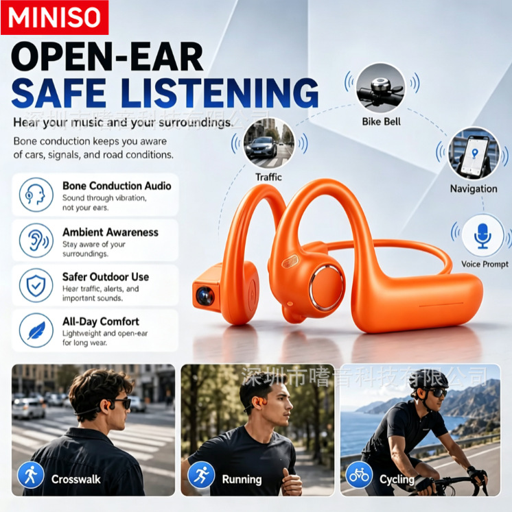 E12 bone conduction movement Bluetooth headset with high-definition camera photo conference recording AI conversation translator headset