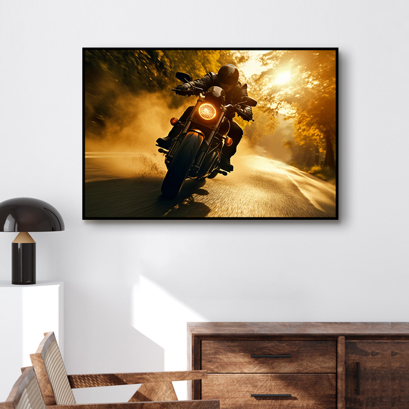 Cross-border hot seller: motorcycle decorative paintings—cool biker club wall art, background wall décor posters, canvas prints.