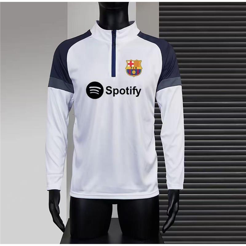 26 Barcelona‑style long-sleeve T-shirt for men, quick-drying athletic top with half-zip and high collar, suitable for track and field or soccer training