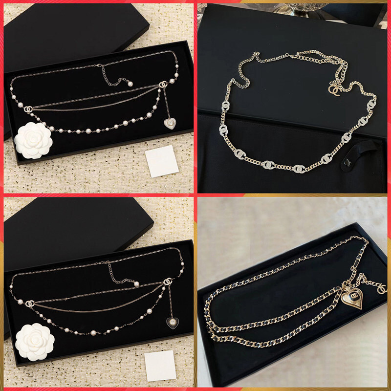 Double-layer waistband, metal belt with chain—women’s fashion accessory; new 26 style Chanel‑inspired waist chain/belt, versatile pendant for cinching the waist