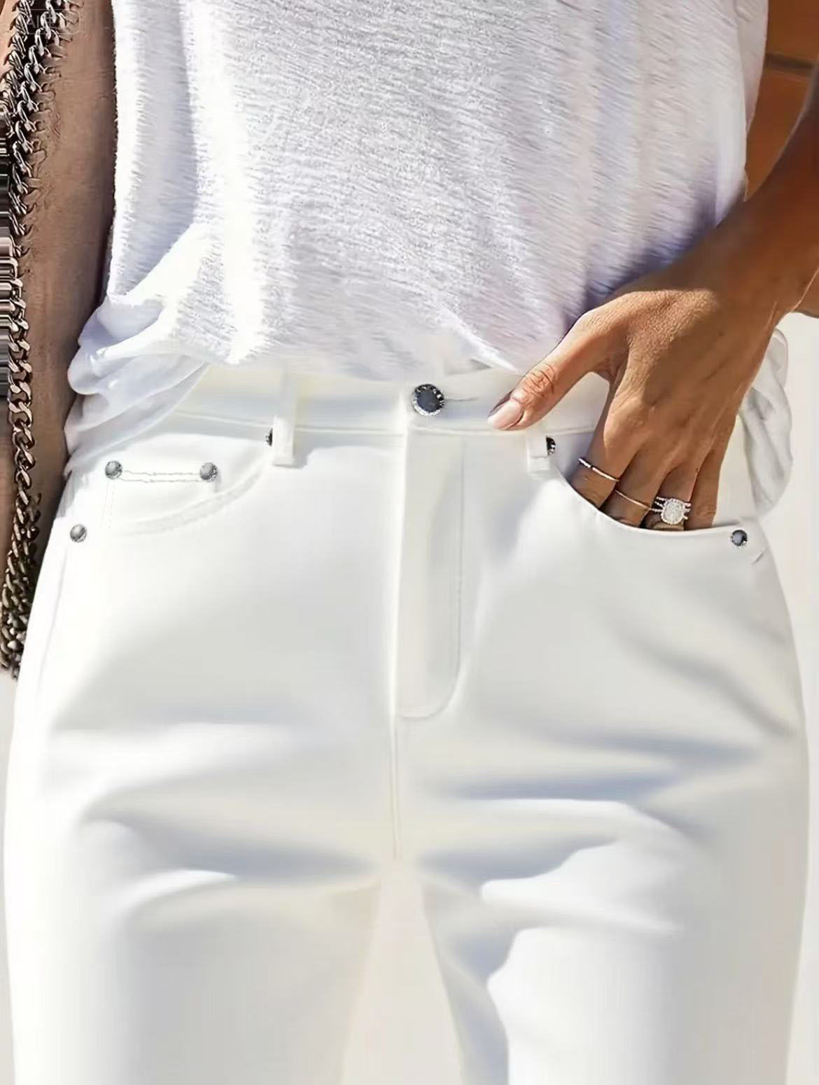 Cross-border European and American-style white stretchy women’s skinny pants, casual style