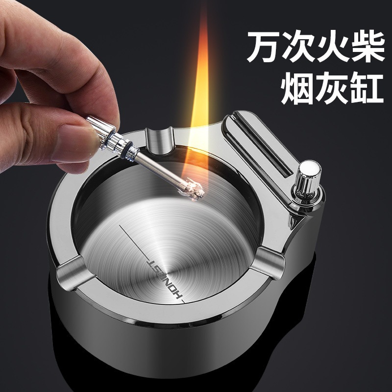 Baicheng Ten-Thousand-Strike Match Lighter—Unique Home Ashtray, Large, Simple, Fashionable, Trendy, Great as a Gift for the Office