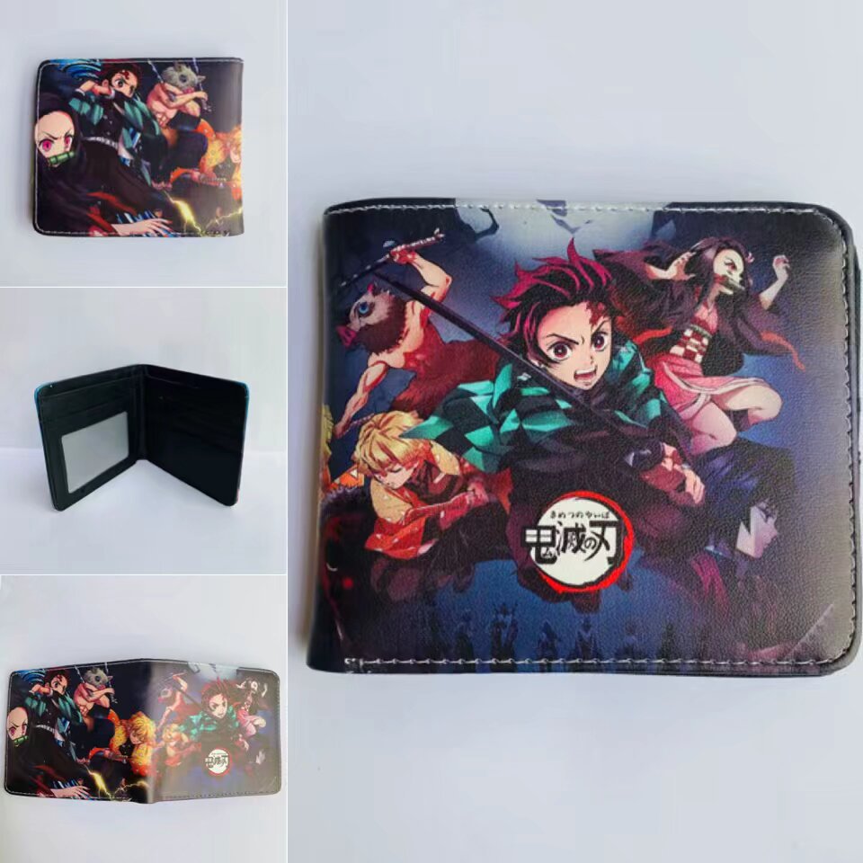 Anime merchandise: new‑style wallet featuring the “Ghost Blade” design, with a cartoon‑printed character motif; PU leather coin purse.
