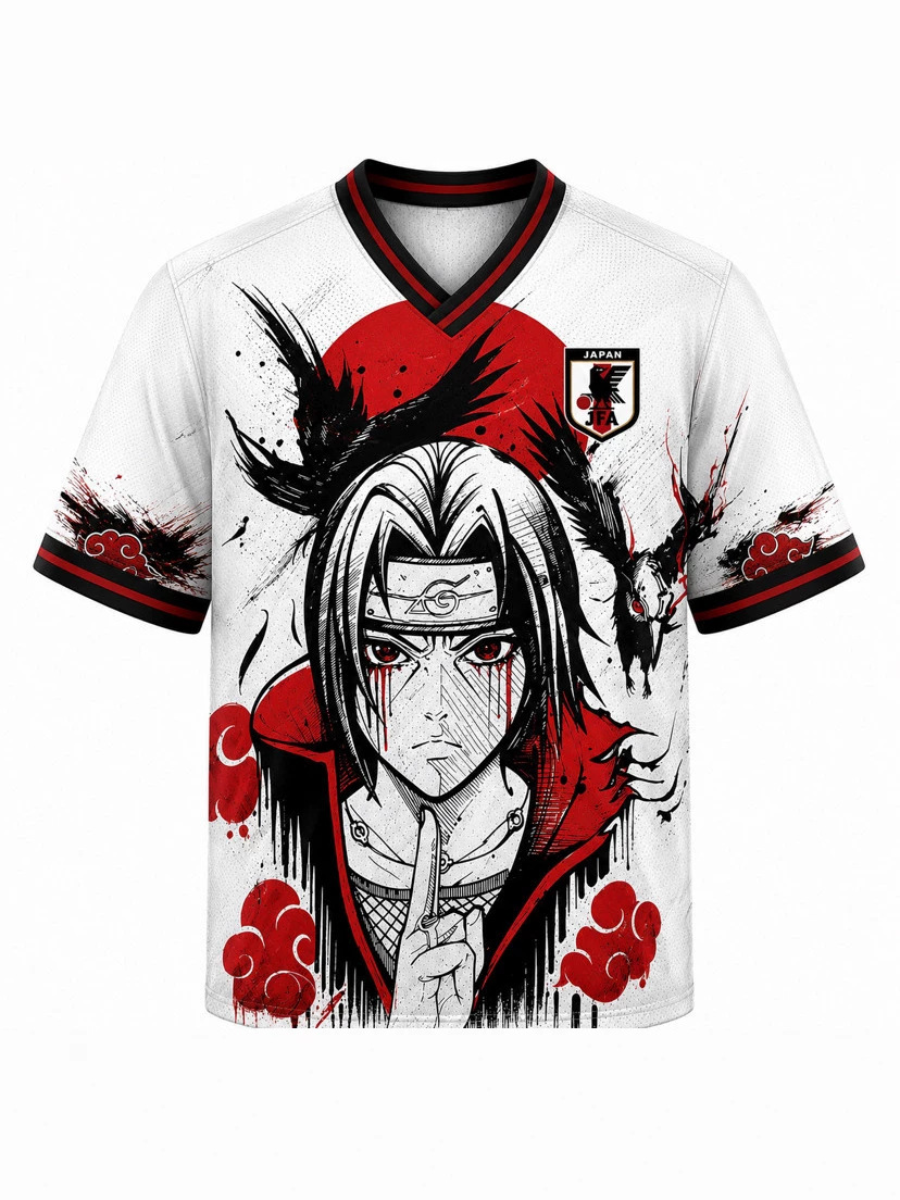 Full-color printed V collar T-shirt with loose-fitting T-shirt