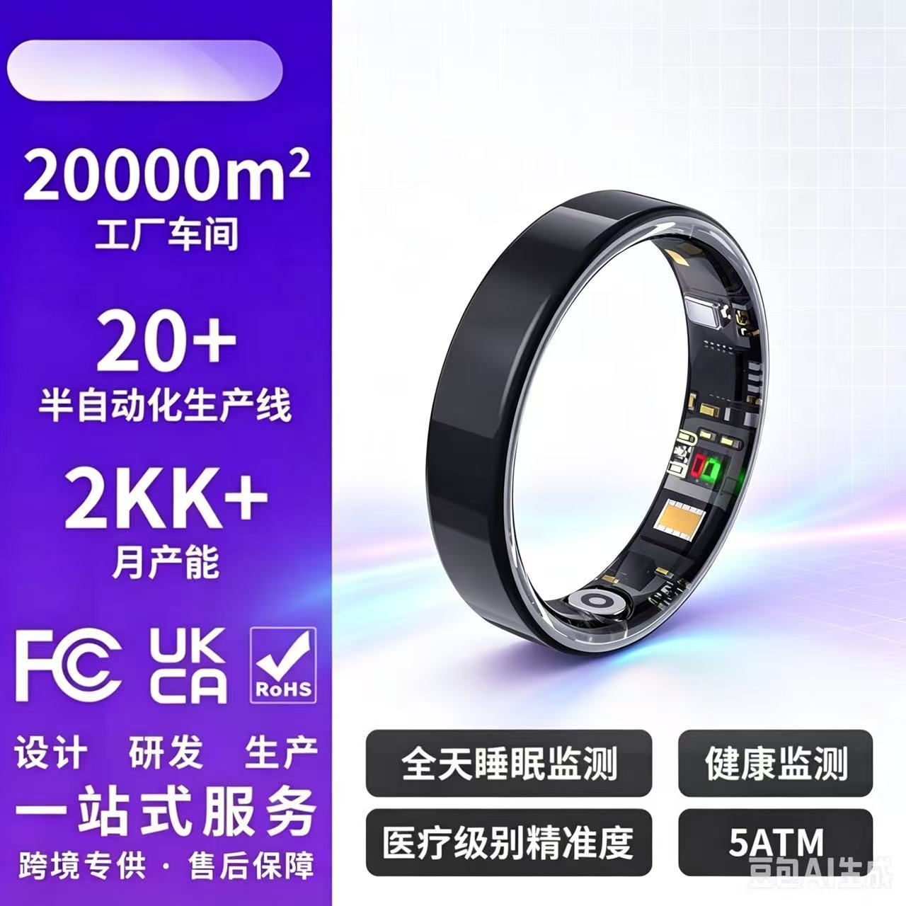 Smart Ring with Sports, Heart Rate, Blood Oxygen, and Sleep Monitoring; Health‑Tracking Bluetooth Fitness Pedometer; Waterproof; Exclusive for Cross‑Border Markets