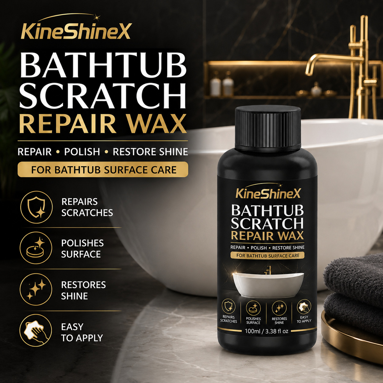 KineShineX Bathtub Scratch Repair Bathtub Finely polished bathtub surface scratch repair and maintenance lotion