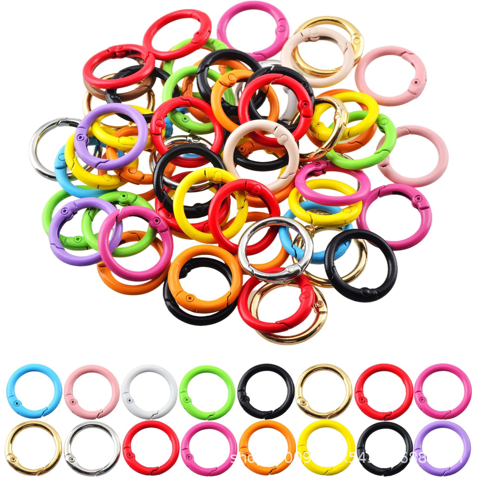 DIY jewelry accessories: colored baked enamel key rings, alloy spring clasps, round bead connectors, open rings, hanging loops