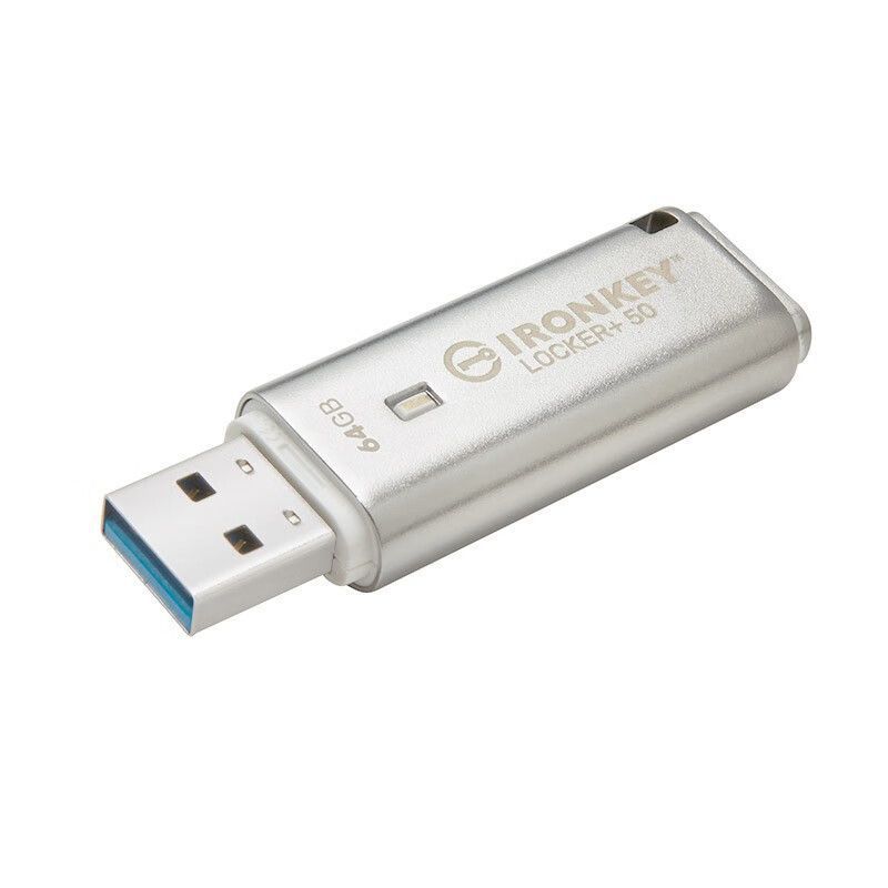 Kingston Hardware-Encrypted USB Flash Drive, USB 3.2, High-Speed IKLP50, Waterproof Metal USB Drive for Business and Office Use, 64GB