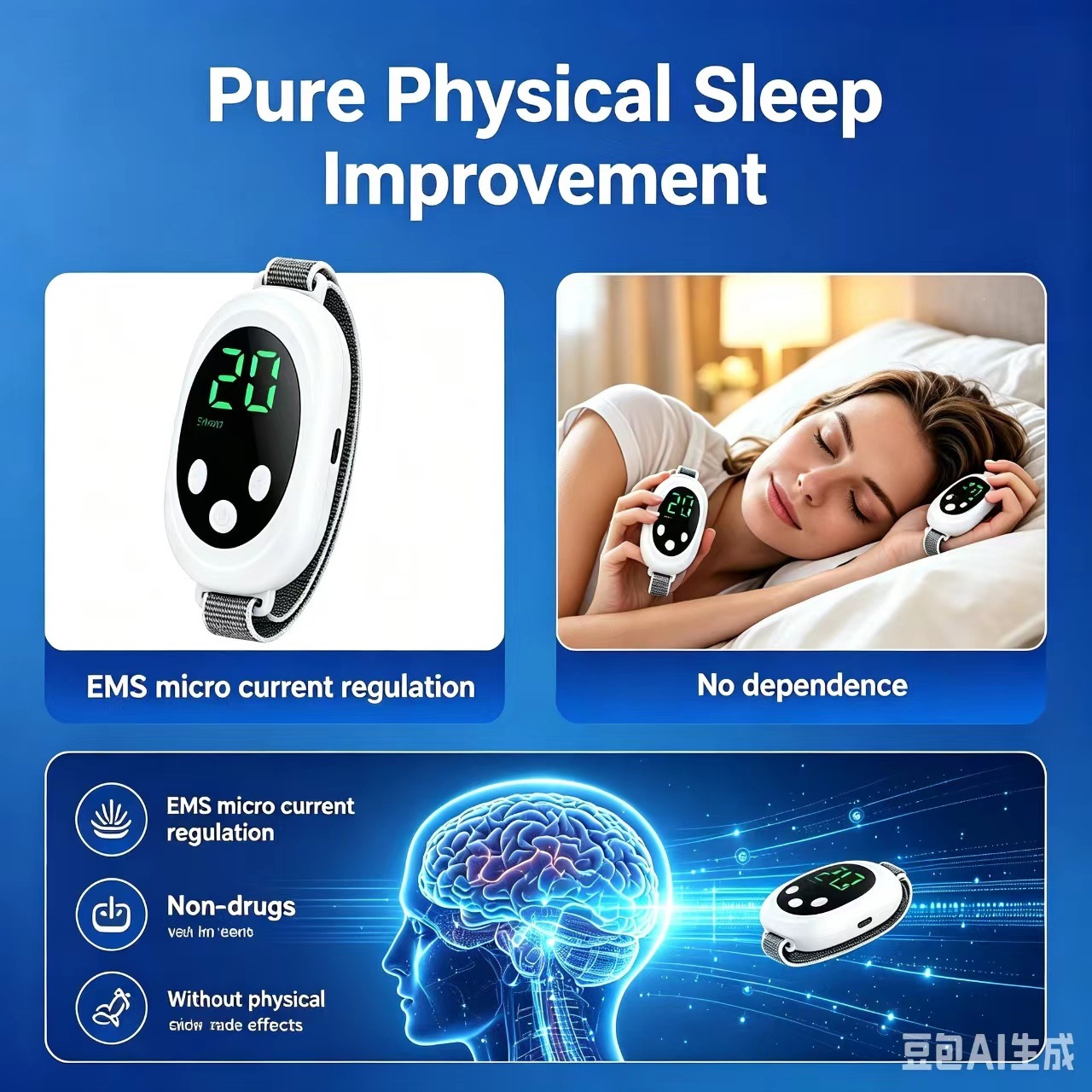 The new cross-border screen handheld smart sleep device EMS white noise micro-current pulsed sleep device relaxation device