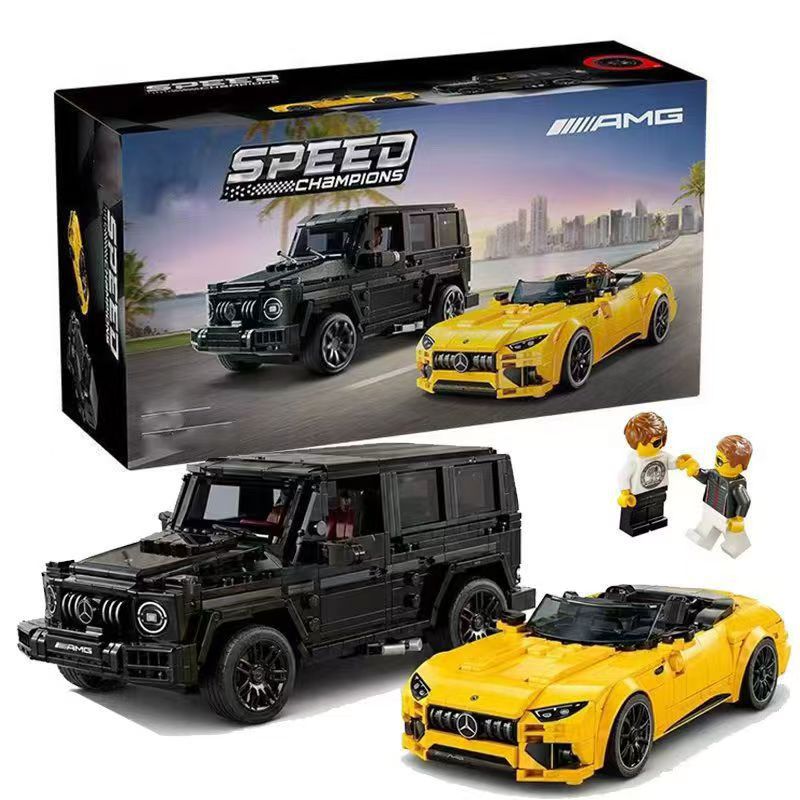 Chinese building block super race car 76924: Mercedes-Benz G63 and SL63—assembly toy gift for boys