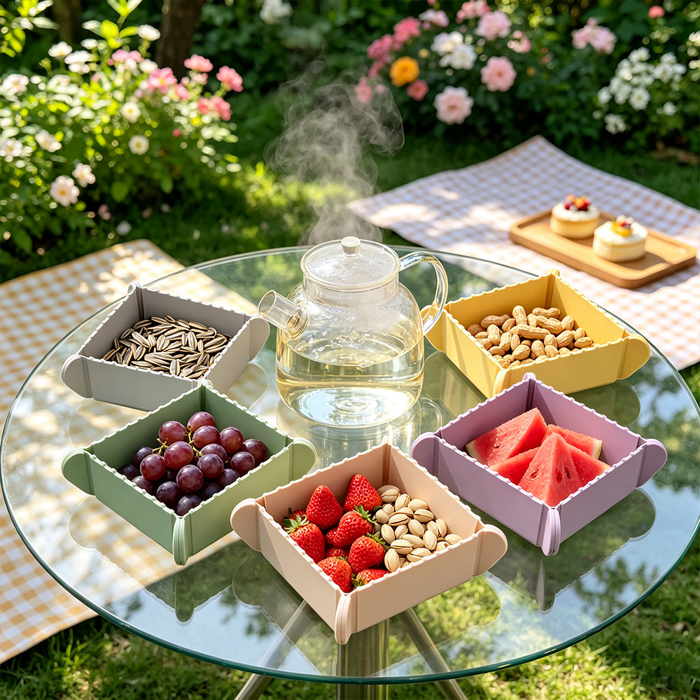 Aluminum magnetic absorbent snack fruit tray box outdoor folding tray insulated living room snack nut tray for home