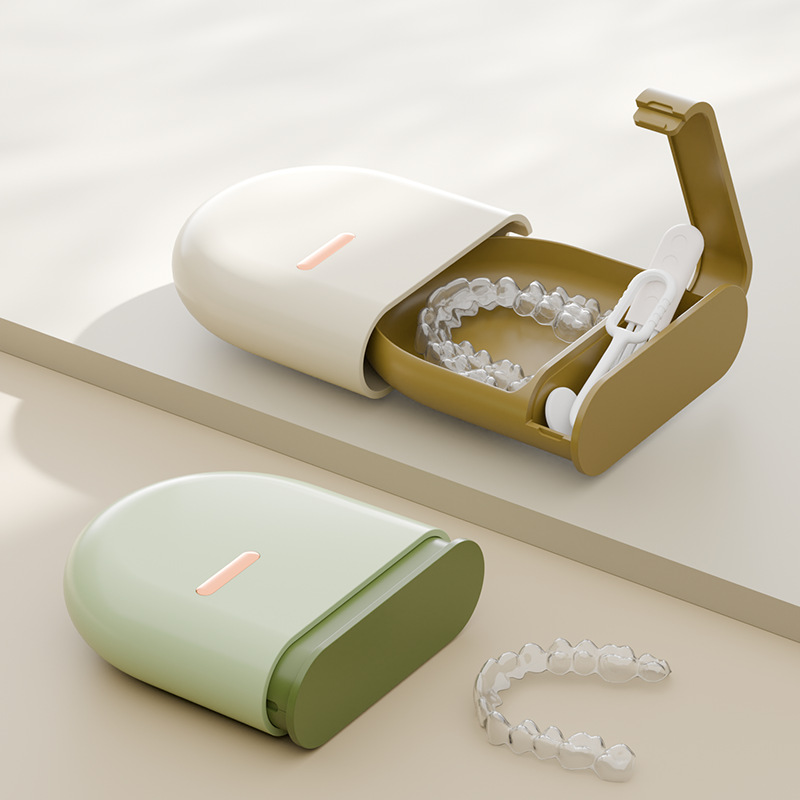 Customizable concealed denture container portable sealed moisture-proof denture cleaner tooth posture holder supports wholesale