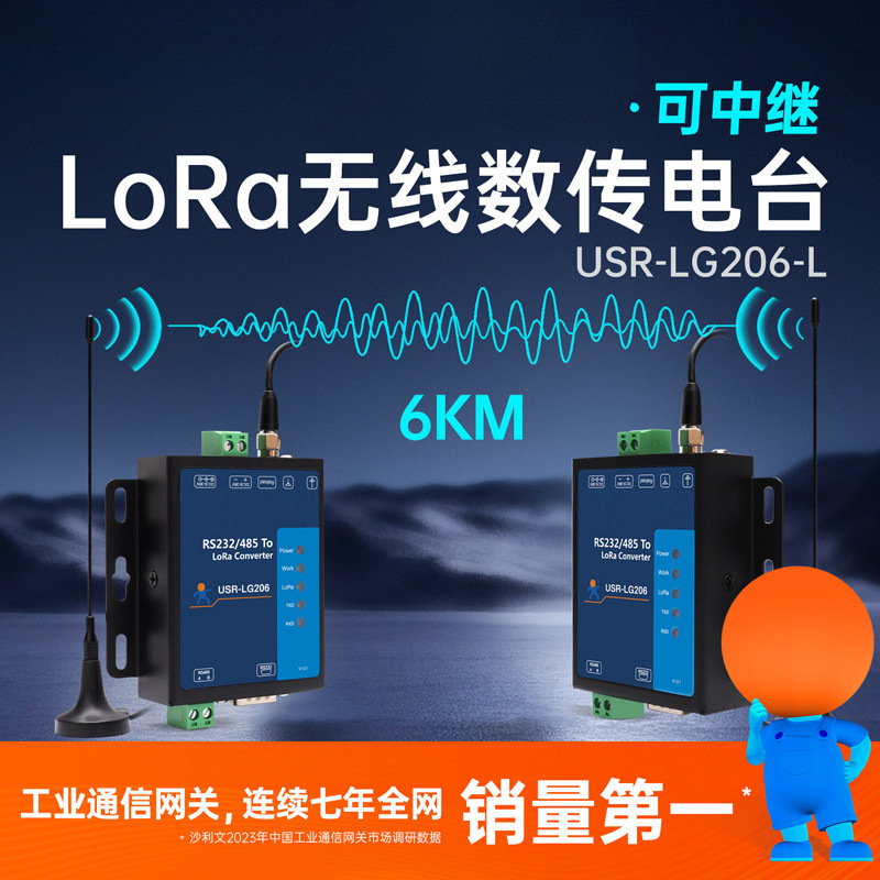 LoRa wireless data transmission radio terminal DTU gateway, serial port transceiver module with 232/485 communication, compatible with LG206