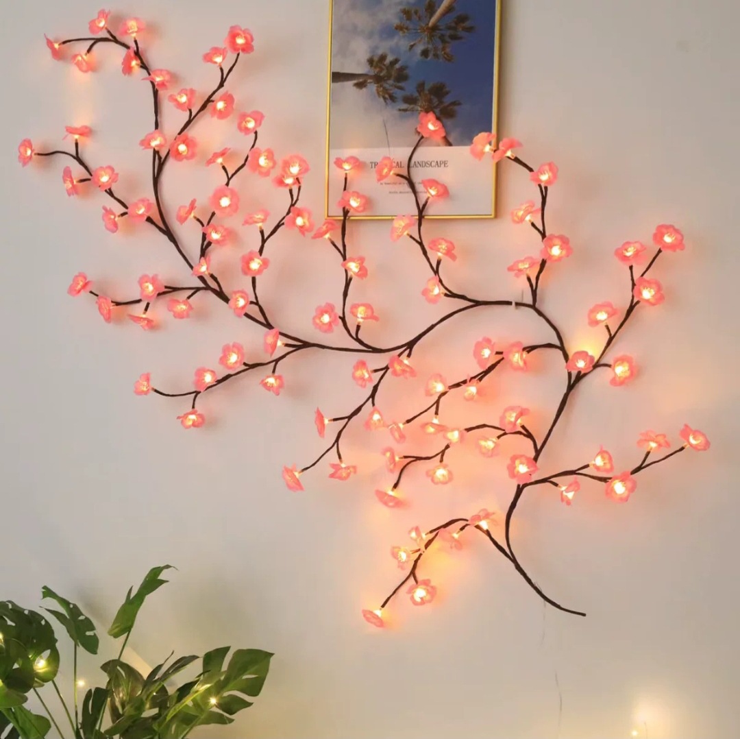 New LED Decorative Rattan Lights: Leaves, Butterflies, and Flowers—Home Decor, Wall-Mounted, Festive, Romantic Ambiance Lights