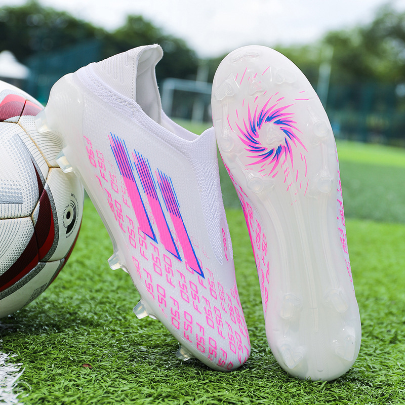 Yamal F50+ Laceless Pink Long-Stud AG/AG+ TF Training Soccer Shoes for Adults, Teens, Children, Men, and Women