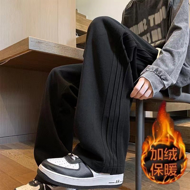 Fashionable loose-fitting sports trousers for boys spring and autumn American vintage grey pantyhose trousers for teenagers lounge chairs