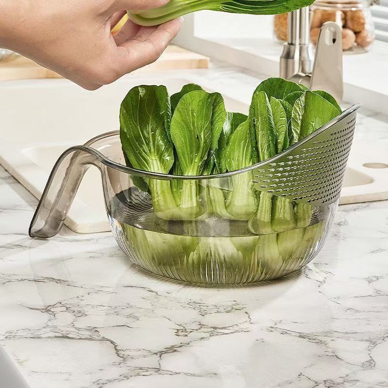 Filter‑proof rice‑washing gadget, minimalist kitchen tool, fruit draining basket, multi‑functional vegetable‑washing and rice‑rinsing spoon