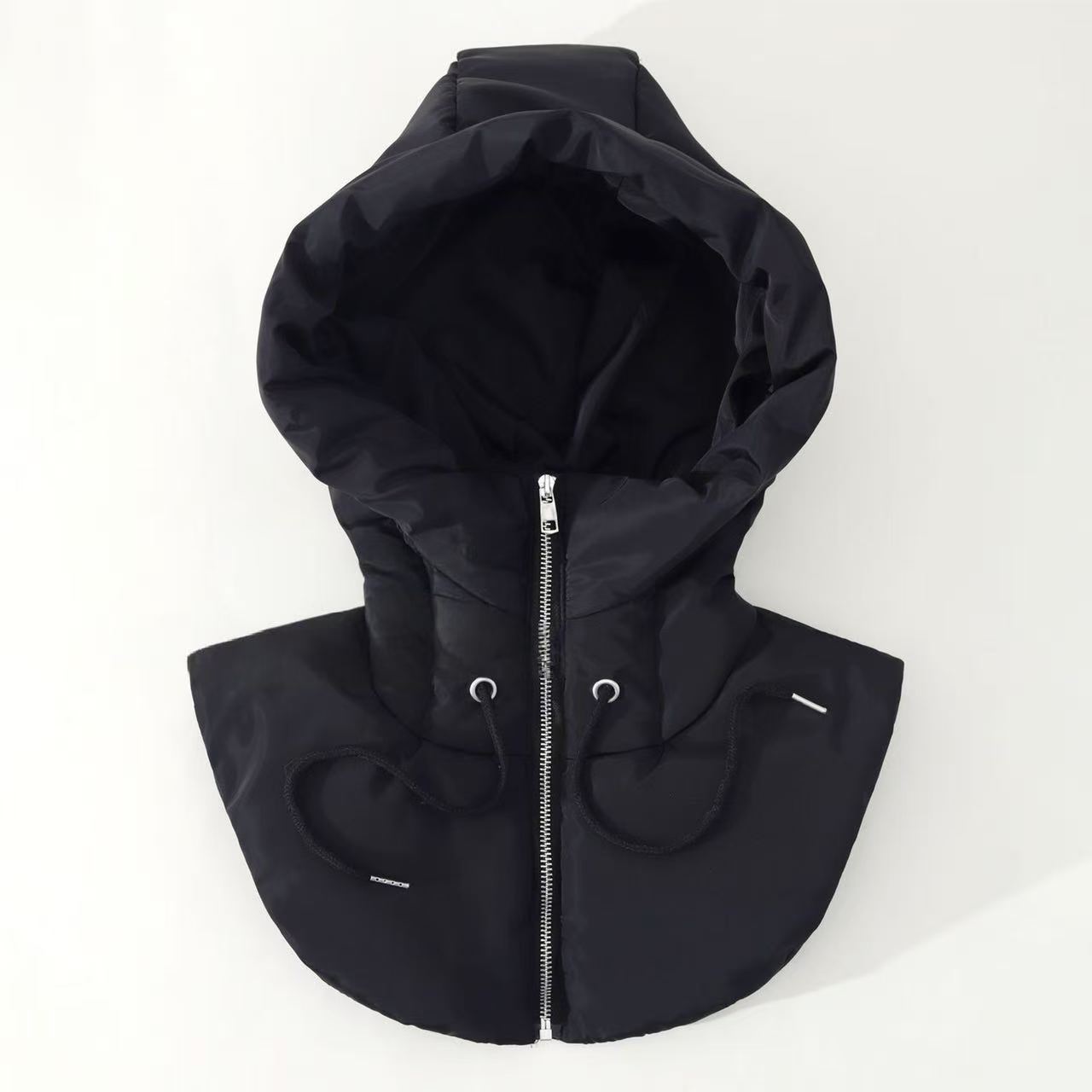 European and American‑style cross‑border shawl‑style down cotton winter hat, warm and versatile with a coat; faux collar hat, windproof, for outdoor use, unisex design.