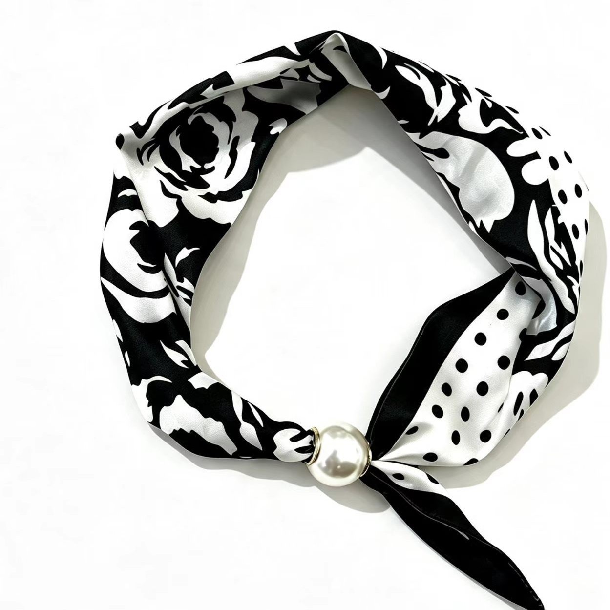 2025 New Arrival Letter‑Style Magnetic Buckle Small Square Scarf Long Striped Silk Scarf for Women Spring/Summer Shirt‑Matching Professional Accessory Thin Wrap