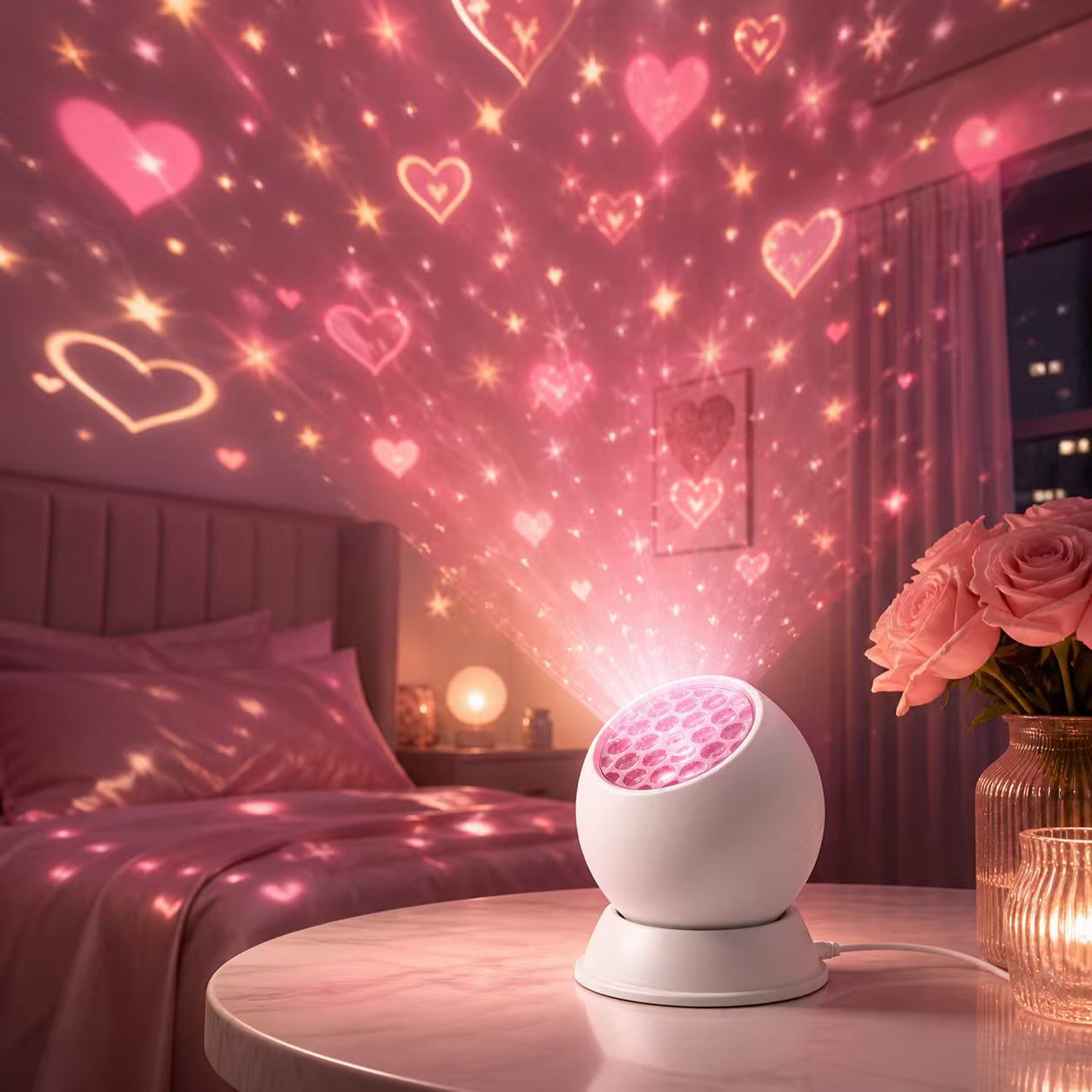 Valentine's Day love and heart dynamic projection sacred snowflakes starry sky lanterns spring festival fortune-telling animated underwater world pattern lights