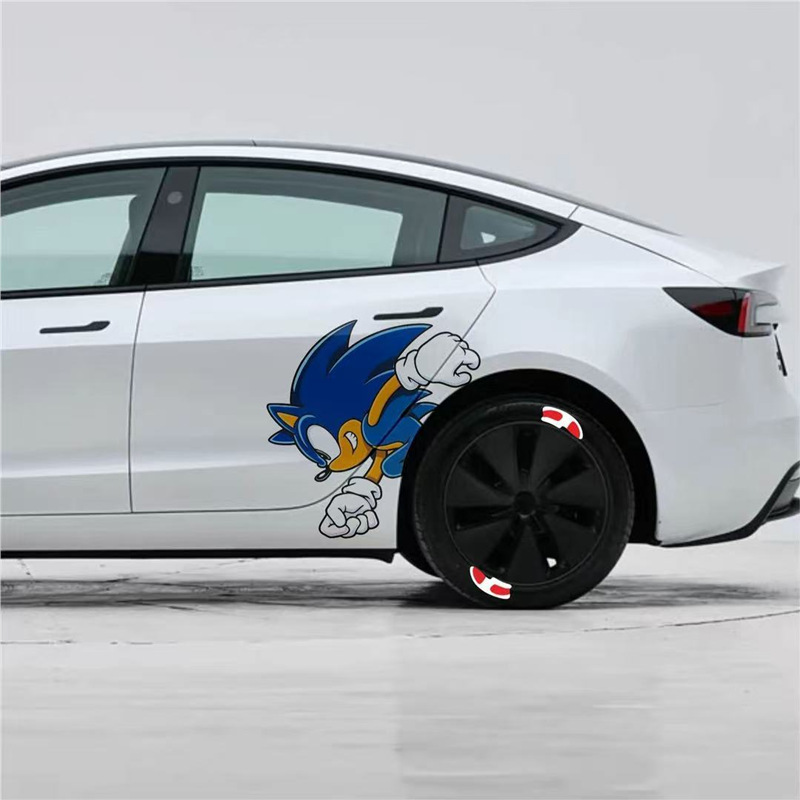 Hedgehog Sonic car sticker—speedy, creative, trendy, personalized, dynamic decorative sticker; car decal to hide scratches