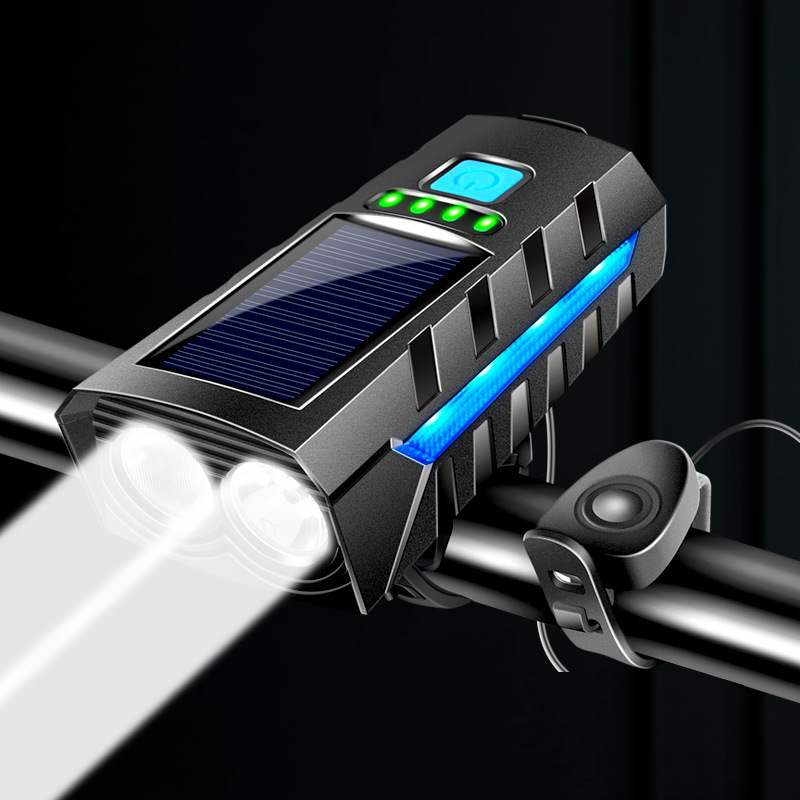 Cross-border new bicycle light: front light, horn, dual lights, solar charging, high‑intensity flashlight, night riding light equipment