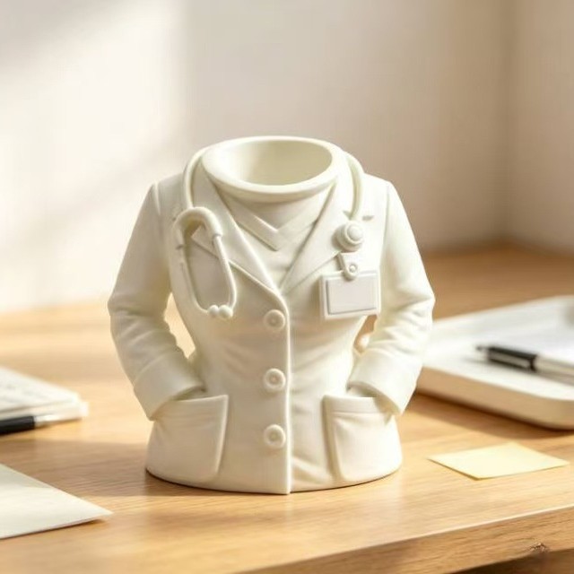 Desktop creative doctor white brick molded pencil with listening device decoration Medical office desk receiving pencil