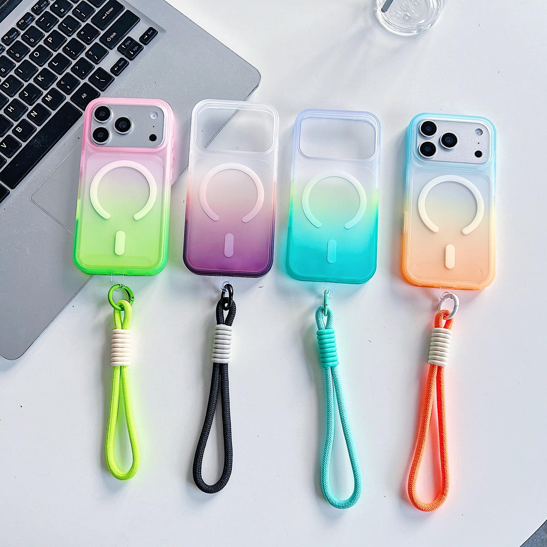 Matte magnetic dual‑tone case for iPhone 18 Pro Max; vibrant color case for iPhone 17 Pro; skin‑feel case for iPhone 14; textured case for iPhone 13.