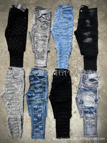 Men jeans wholesale cargo skinny jeans男士牛仔裤pencil pants