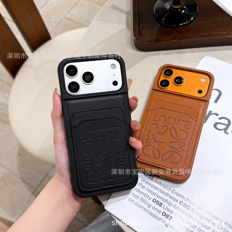 Simple card‑slot protective case for Apple 18 Pro Max, European and American bestseller, trendy brand card holder, iPhone 17 phone case