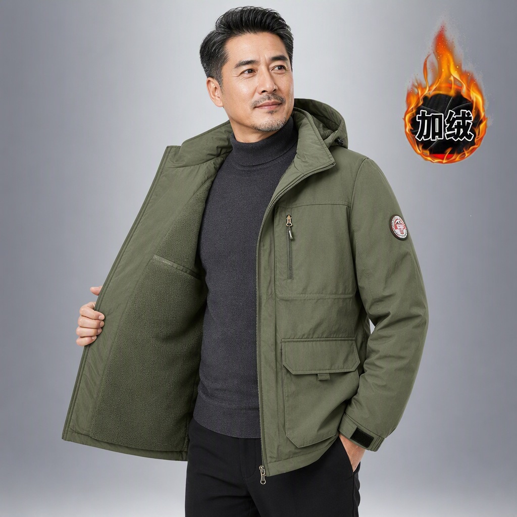 2026 New Hooded Jacket—Winter Cotton-Padded Coat, Warm Workwear, Loose-Fit Casual Thickened Cotton Jacket for Men