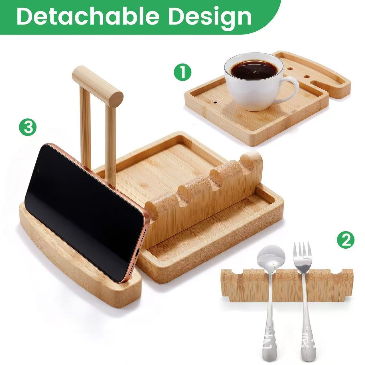 Bamboo and Wood Storage Rack, Kitchen Countertop Utensil and Spoon Draining Rack, Bamboo Multi-Purpose Pot Lid Organizer