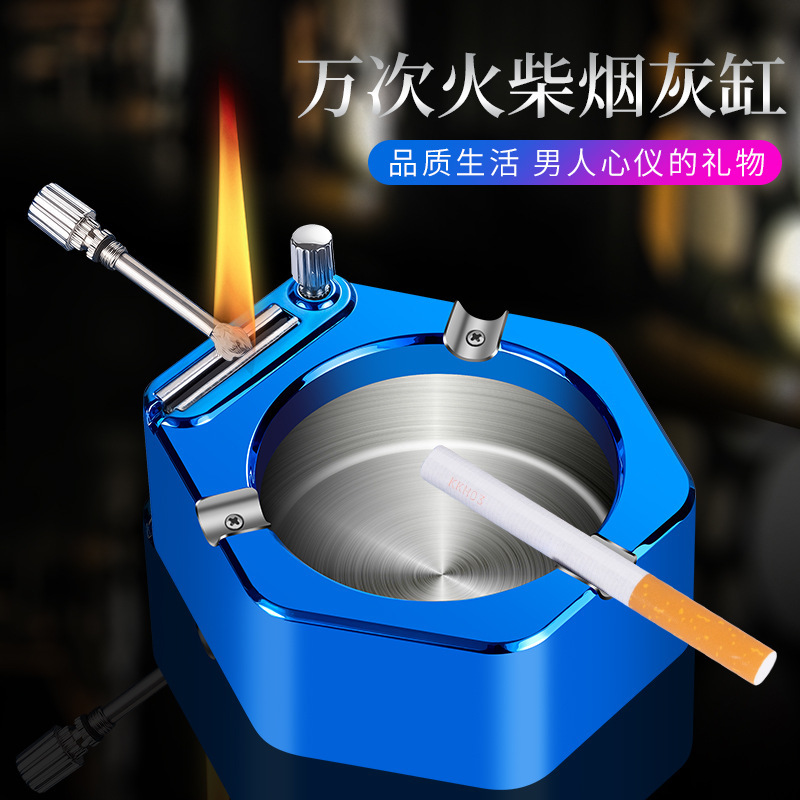Internet‑famous “thousands of matches” ashtray—creative, trendy design for living rooms and desks; kerosene lighter–style ashtray; customizable as a gift item.
