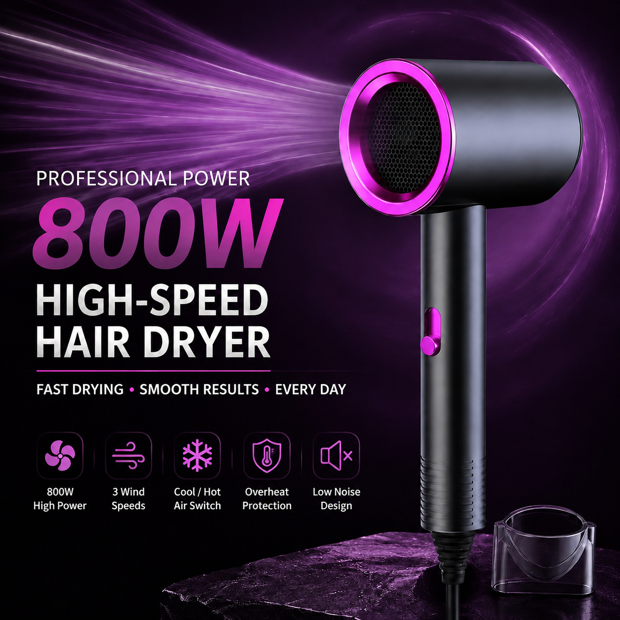Cross-border hair dryer, household negative-ion hair care, dormitory and home use, quiet and fast-drying for students