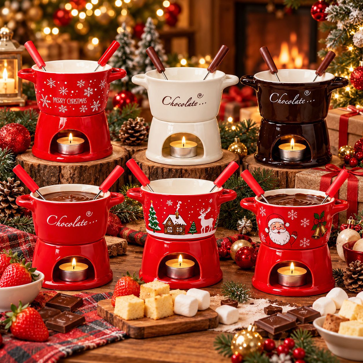 Cross-border hot T-shaped turkey cup double-eared ceramic chocolate melted curd cheese heated cup Christmas gift