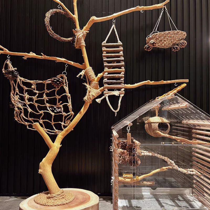 Natural tree branch bird perch, tree‑shaped bird stand, wooden parrot perch, swing, and chew toy; suitable for budgerigars and small birds; pet perch made from natural branches