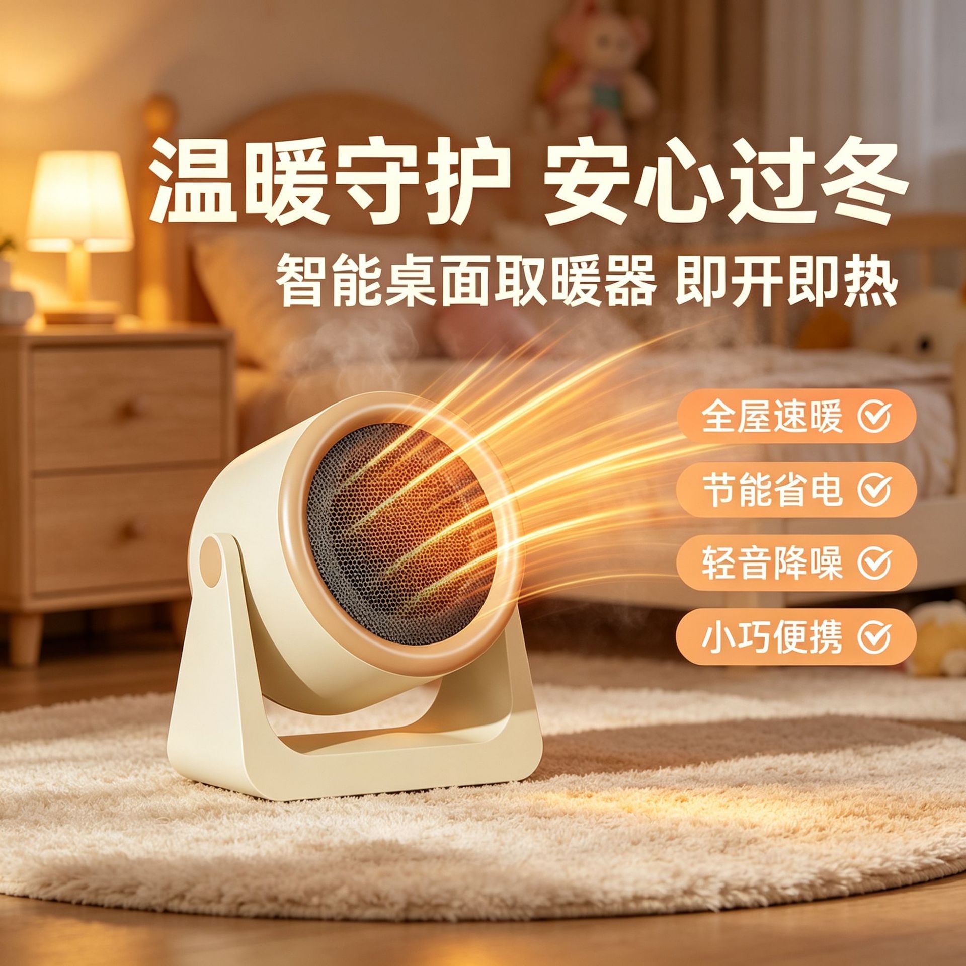 Desktop small heater fan office home energy-saving bedroom dormitory wall hanging electric heater mother and baby suitable for winter heating