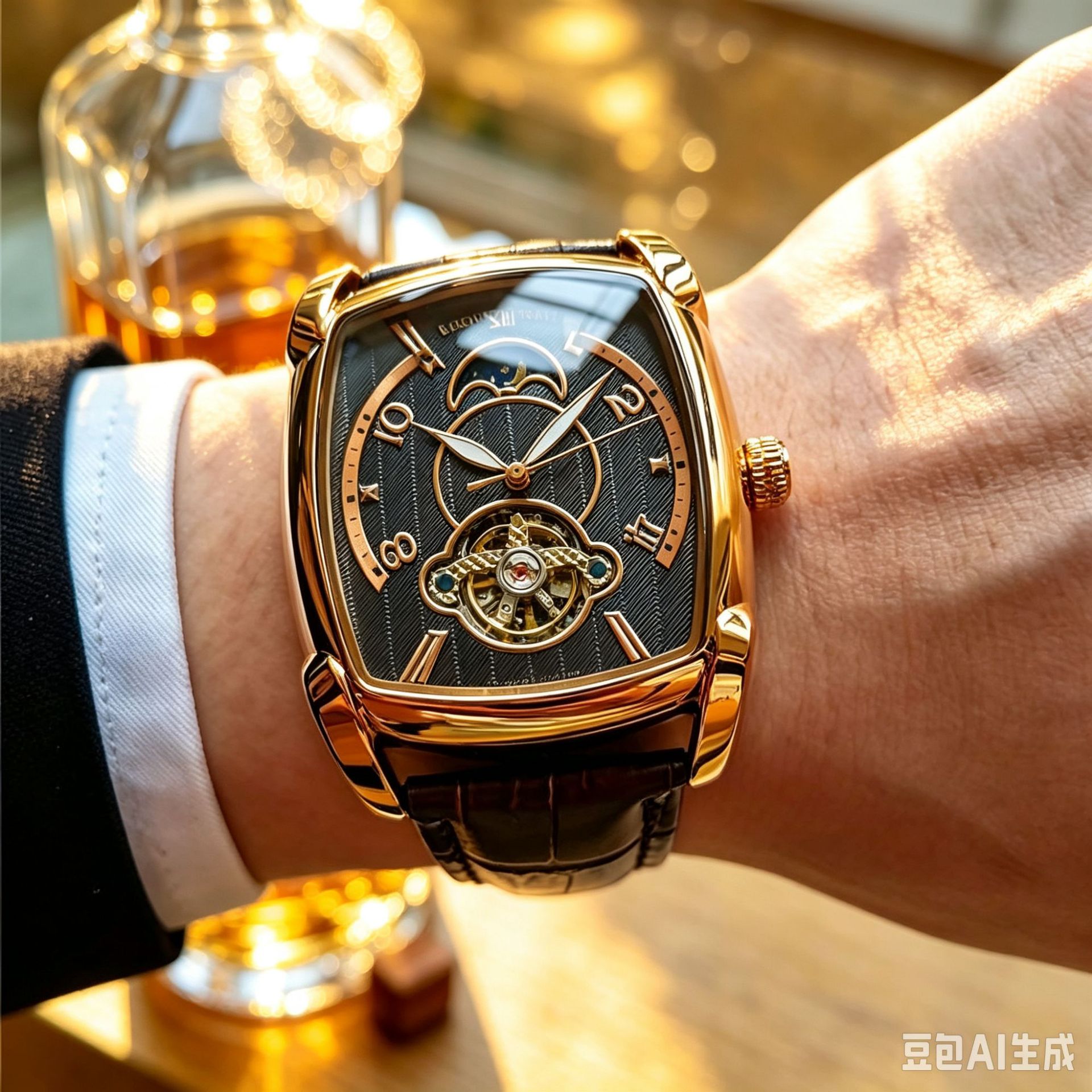 Duke of Lorraine new barrel‑shaped tourbillon edition: skeletonized mechanical men’s watch featuring sun, moon, and stars; wholesale directly from the manufacturer