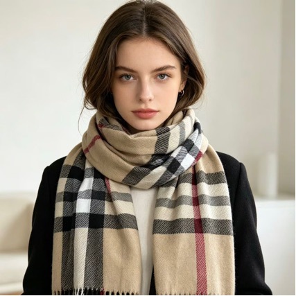 230g Multi‑Color Korean Cashmere Scarf—Camel, Milk Tea, Oatmeal, Gray—Premium Solid Colors, Versatile, Warm, All‑Match
