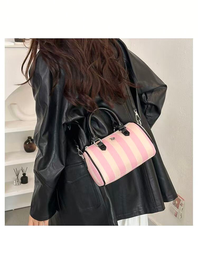 New Women’s Handbag, Striped Colorblock Crossbody Bag, Stylish All-Match Small Bag, Leather Shoulder Bag