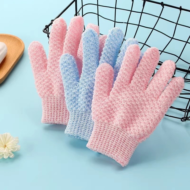 Five-finger exfoliating bath glove, household scrubbing towel for removing dirt and dead skin, gray‑removing, stain‑fighting bathing glove