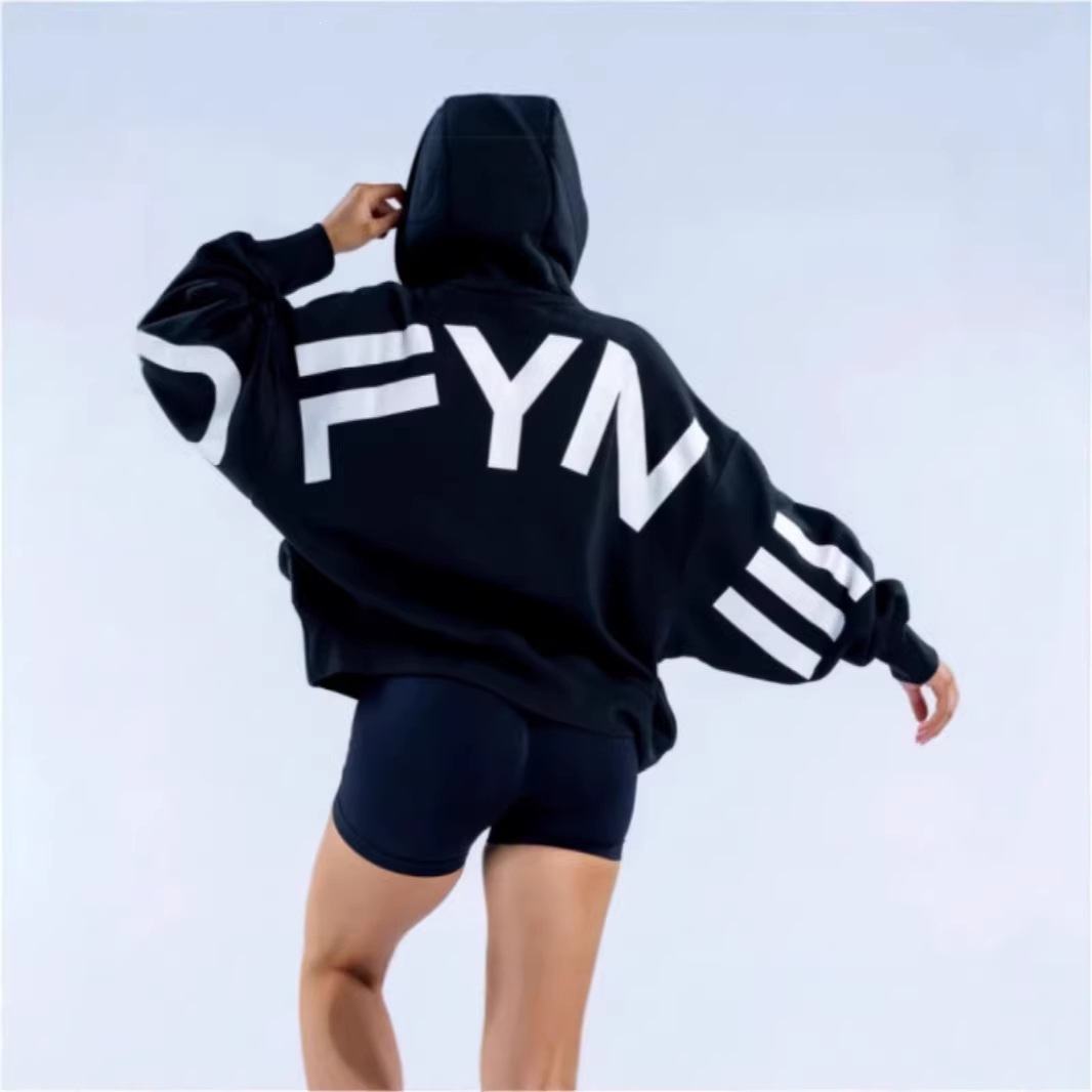 2026 cross-border new Amazon Euro-American women's fashion printed with thick overalls long sleeves loose-fitting hooded sweatshirt