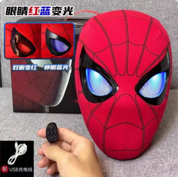 Cross-border Spider-Man headgear, electrically lit eyes, supernatural masks, Halloween, and funny helmets