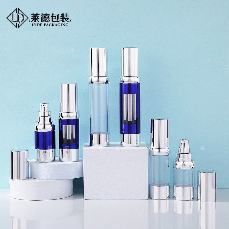 Wholesale in-stock 15ml, 30ml, 50ml skincare vacuum refill bottles—empty containers for lotion and cream refills, small sample spray bottles